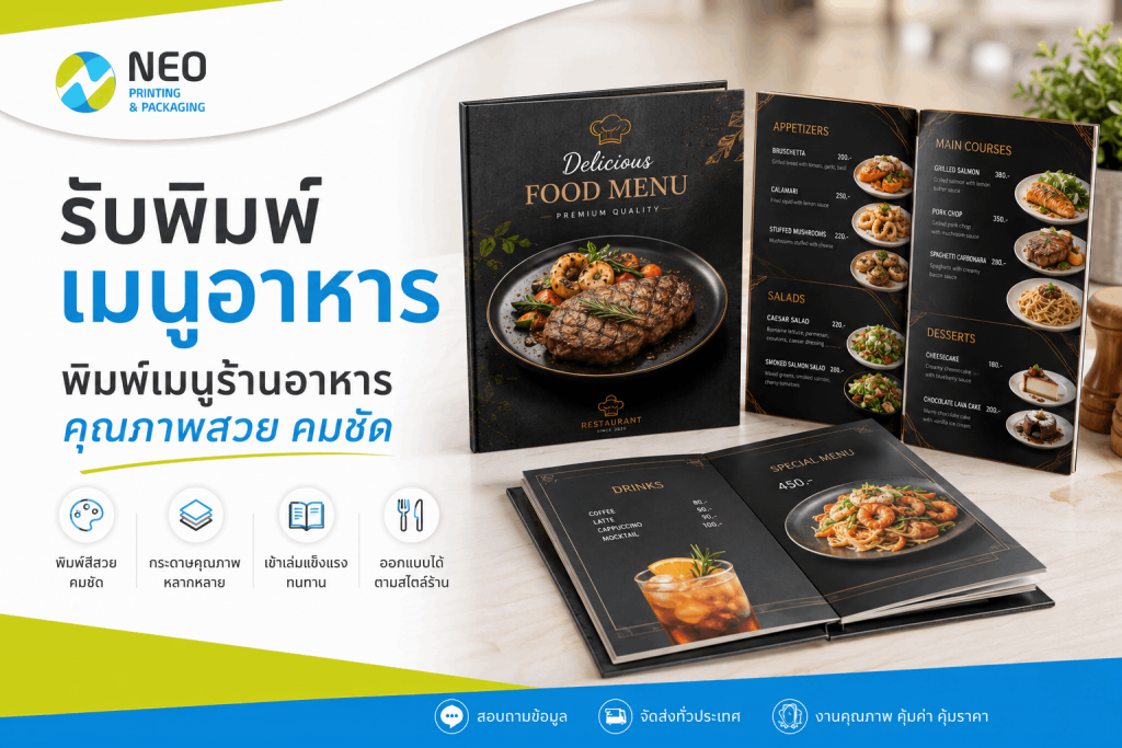 รับพิมพ์เมนูอาหาร พิมพ์เมนูร้านอาหาร คุณภาพสวย คมชัด
